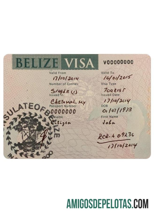 Visto para Belize amostra